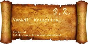 Vankó Krisztina névjegykártya